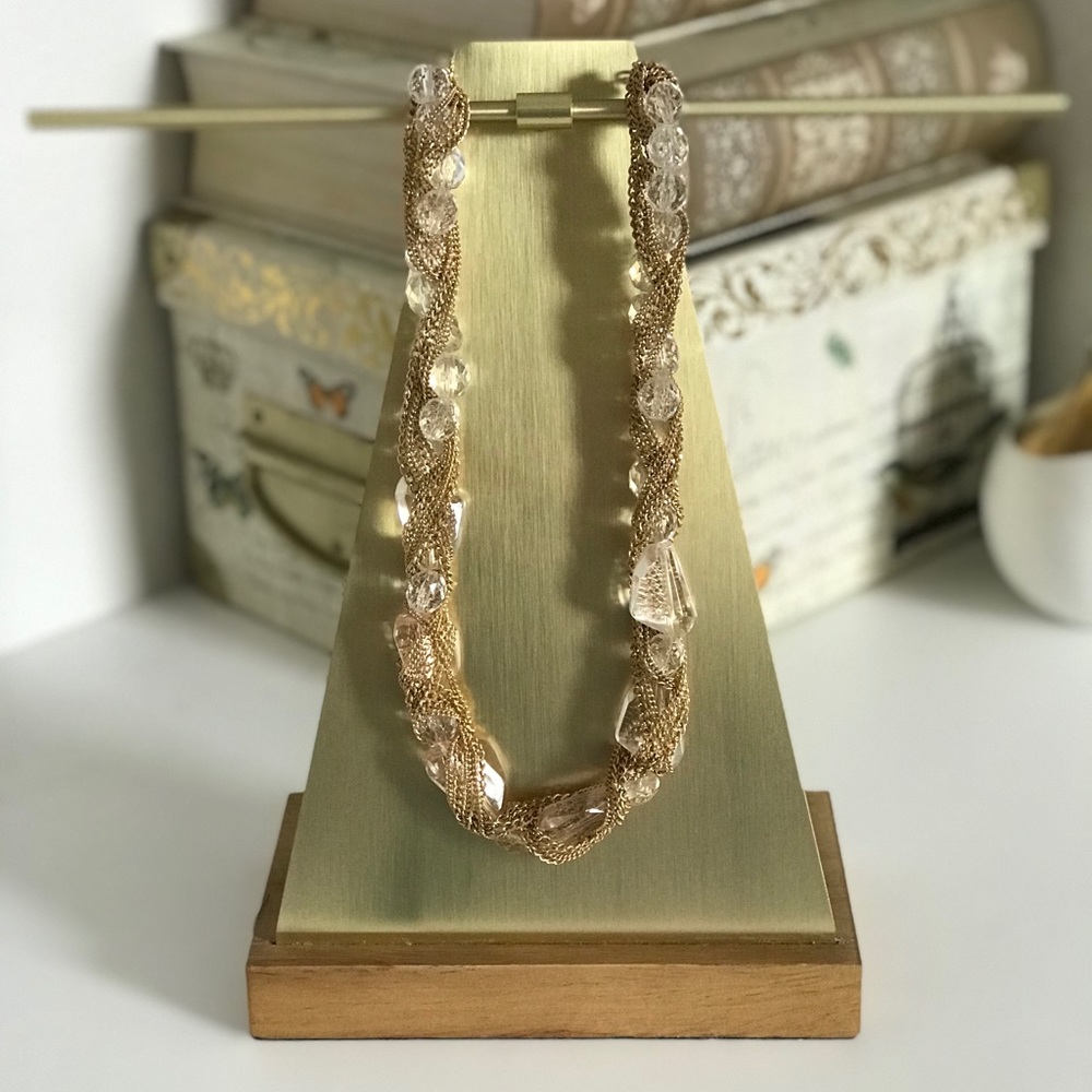 Gold Chain And Crystal Statement Necklace
